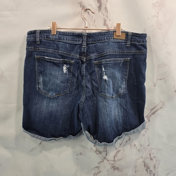 Judy Blue Shorts Womens 2X Denim Jean High Rise Cuffed Distressed Stretch - Picture 5 of 10